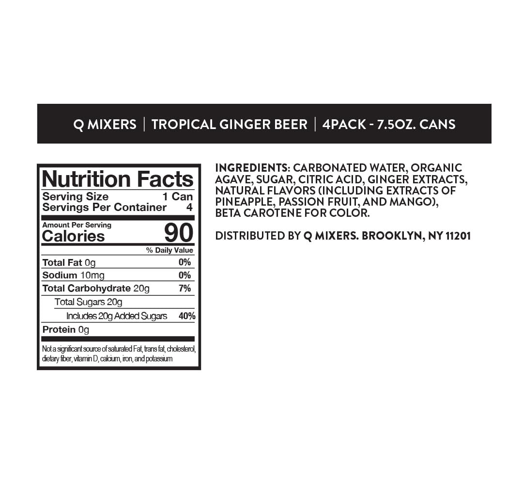 Q MIXERS Tropical Ginger Beer can close-up with bold carbonation for refreshing mocktails