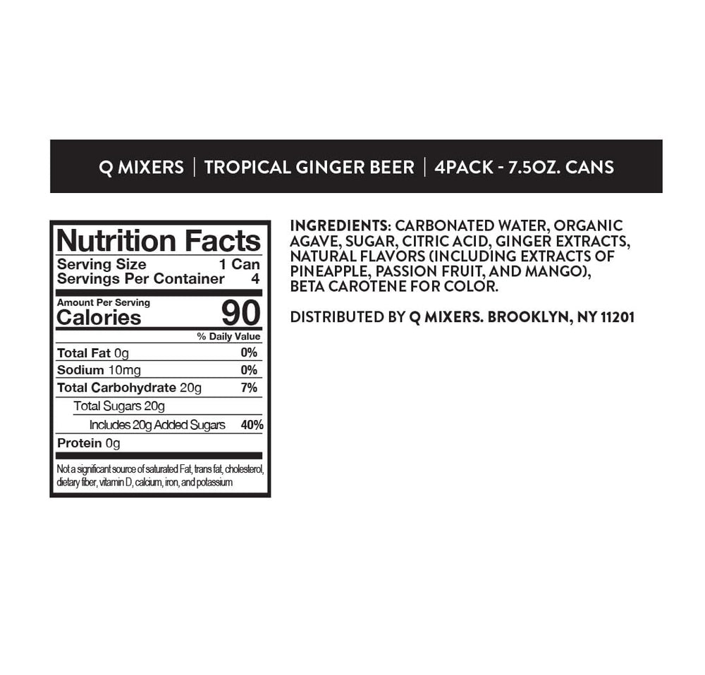 Q MIXERS Tropical Ginger Beer can close-up with bold carbonation for refreshing mocktails