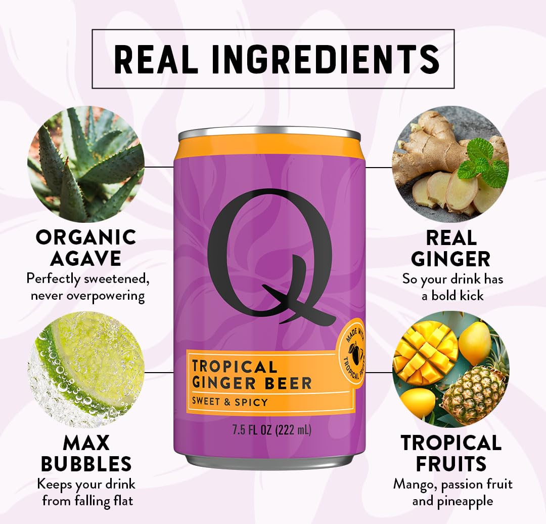 Q MIXERS Tropical Ginger Beer seven point five oz can ready for on-the-go serving