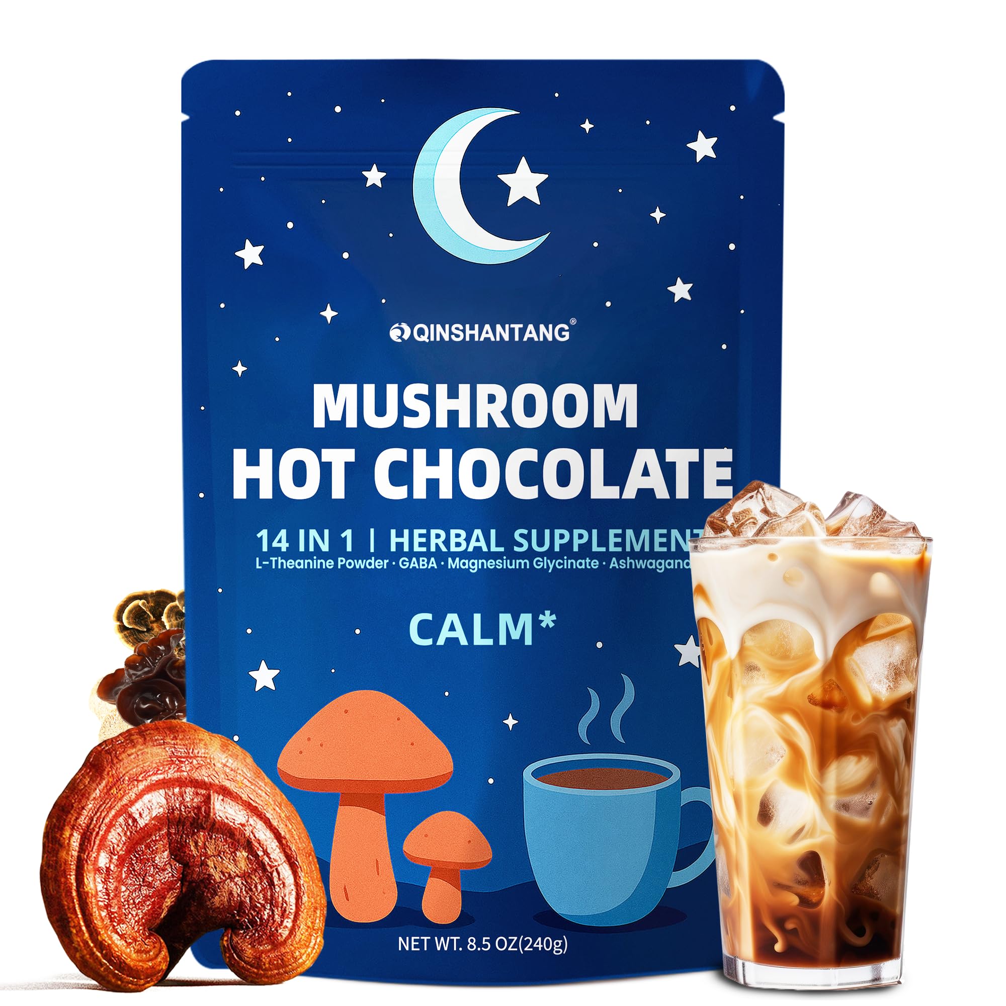QIN SHAN TANG Mushroom Hot Chocolate cup pour promotes a soothing evening ritual