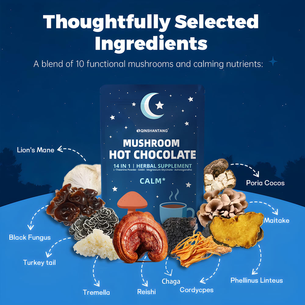 QIN SHAN TANG Mushroom Hot Chocolate night-time calm for unwinding