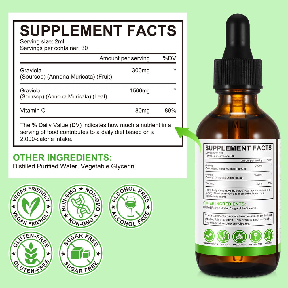 QJCWXIAOX Soursop Graviola liquid drop in water for easy mixing.
