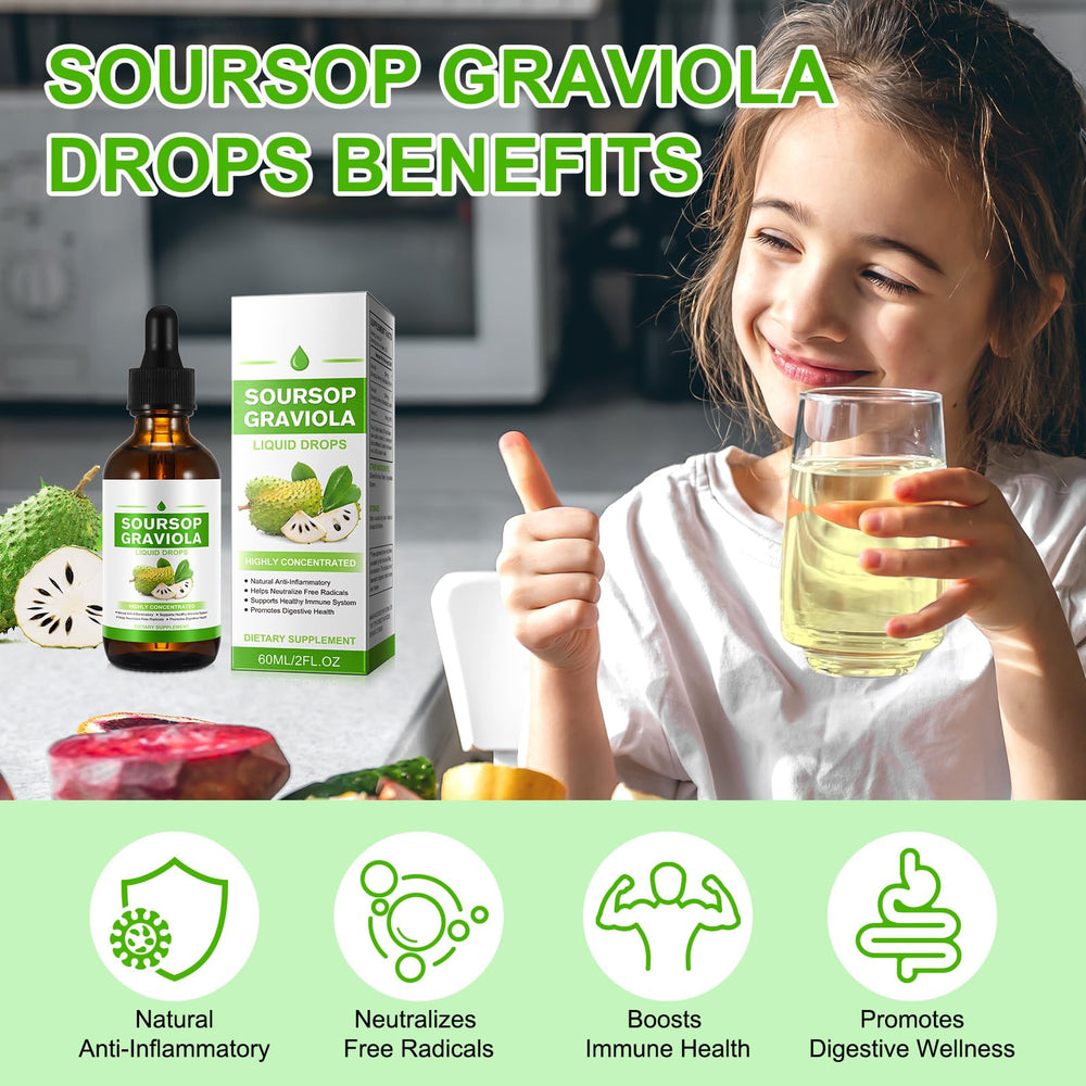 QJCWXIAOX Soursop Liquid Drop dropper ready to add to water for easy intake.