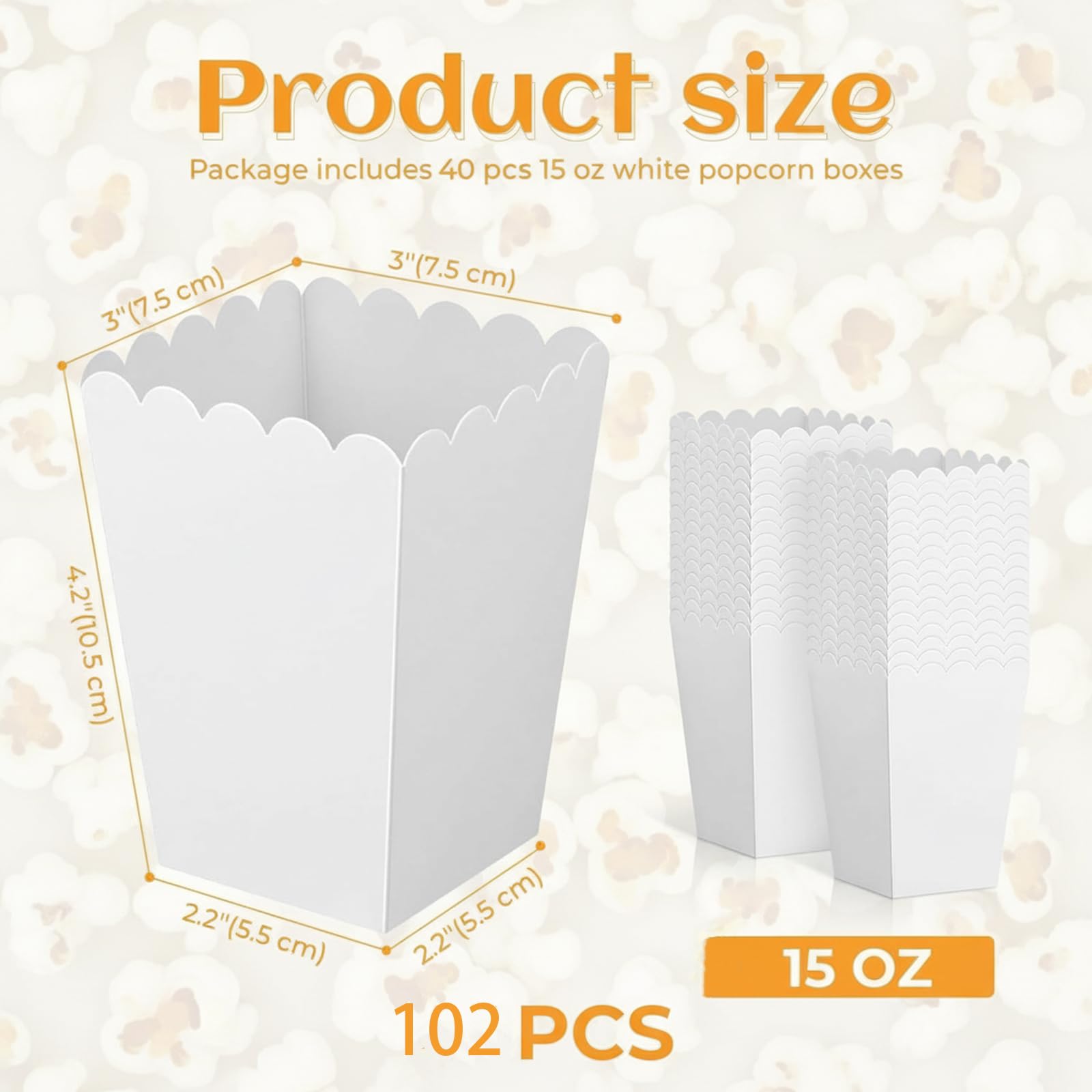 QMNWJMR white mini popcorn boxes open and ready for single-serve snacks.