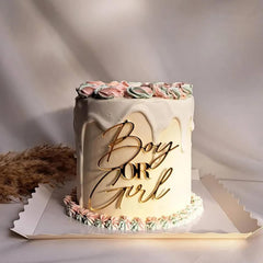 QPARTYFIRE gold acrylic topper on cake boosts party style for birthdays.