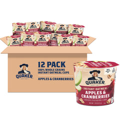 Quaker Apple Cranberry instant oatmeal cup front view for a quick fall breakfast