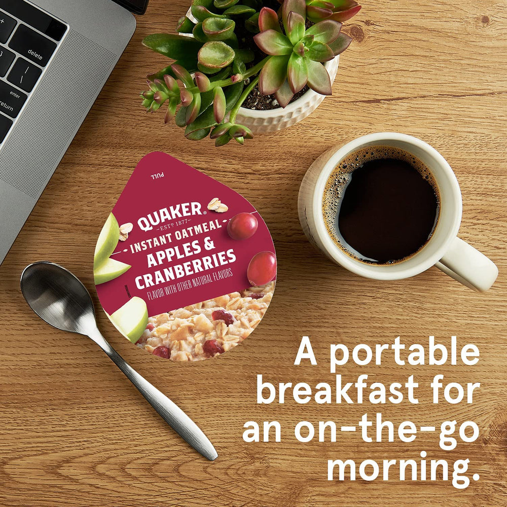 Quaker Apple Cranberry oats closeup showing real fruit and whole grains