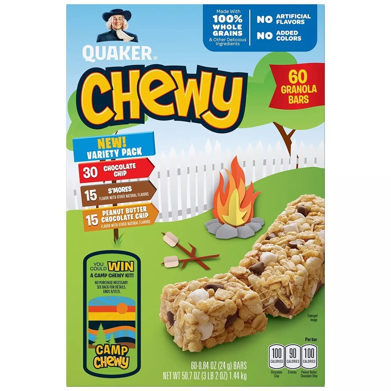 Quaker Camp Chewy S'mores bars ideal for lunchboxes