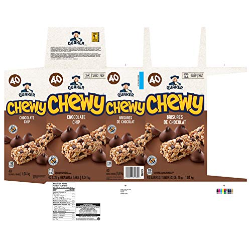 Detail shot of oats and chocolate chips in Quaker Chewy bar