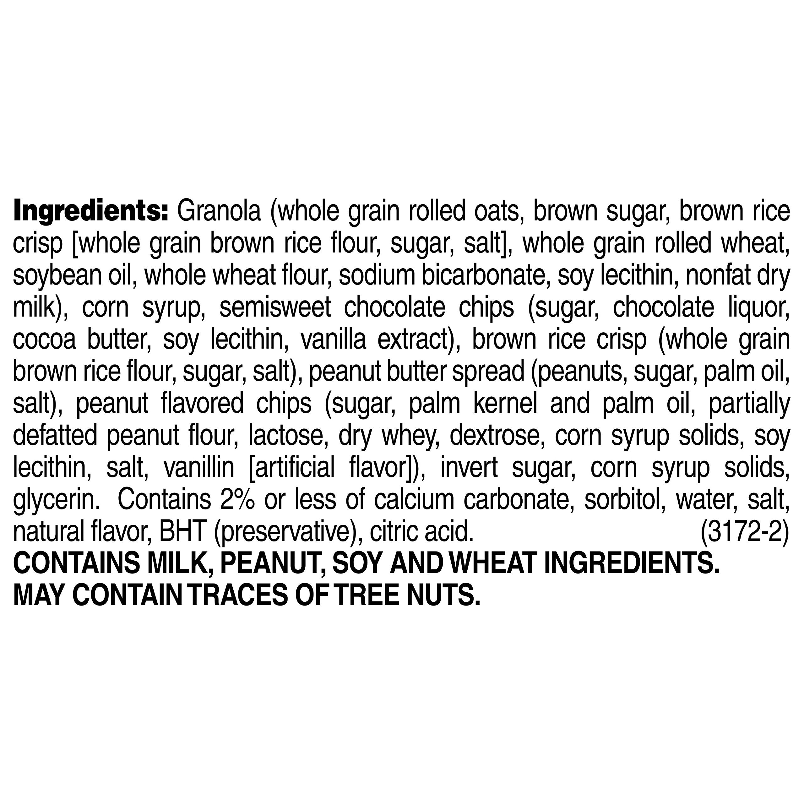 Quaker Chewy Granola Bar nutrition panel emphasizes 100 calories per bar.