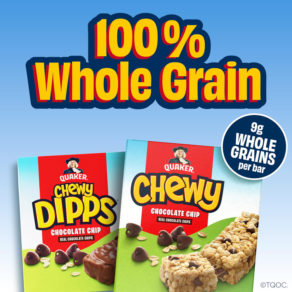 Quaker Chewy Granola Bars Oatmeal Raisin, classic chew for lunchboxes.