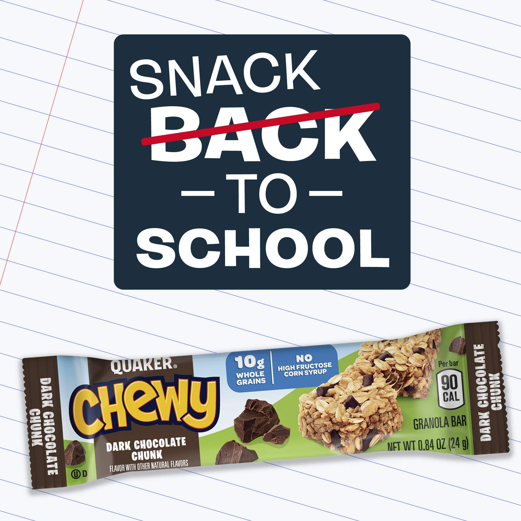 Quaker Chewy Granola Bars s'mores close-up with toasted marshmallow notes.