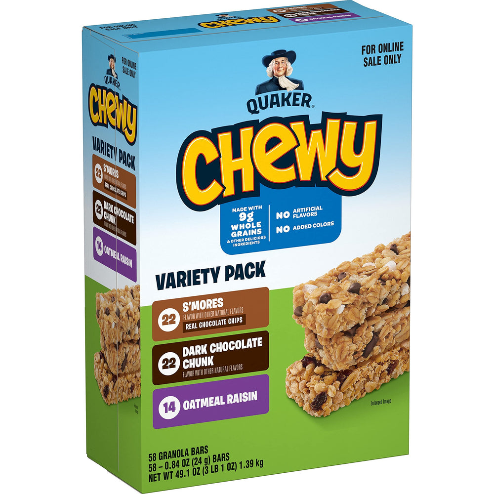 Quaker Chewy Granola Bars Smores Pack, a tasty lunchbox option with real whole grains.
