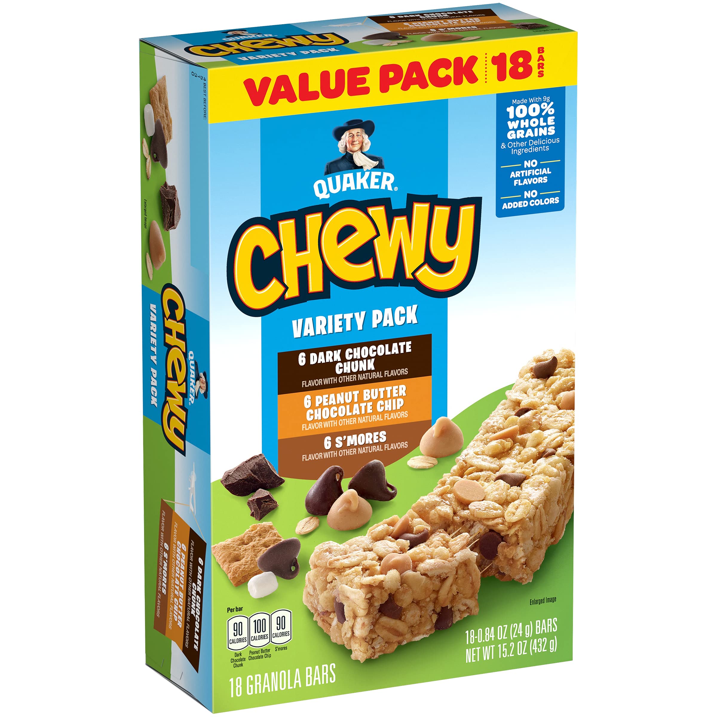 Quaker Chewy Granola Bars Variety Pack box for on-the-go snacking.