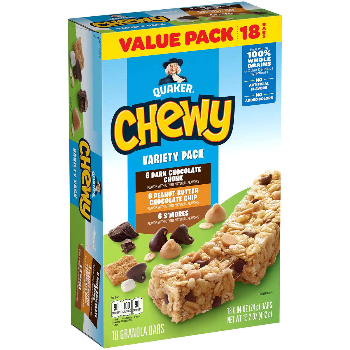 Quaker Chewy Granola Bars Variety Pack box for on-the-go snacking.