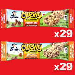 Quaker Chewy granola bars close-up highlighting 100% whole grains.