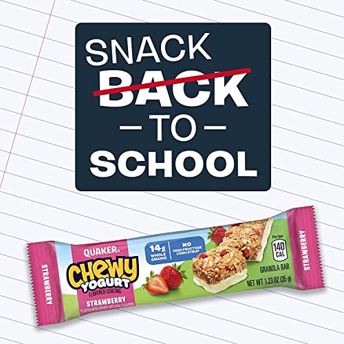 Quaker Chewy Yogurt Bars Variety Pack 10ct, close-up bar, real yogurt flavor and smooth bite.