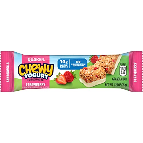 Quaker Chewy Yogurt Bars Variety Pack 10ct, side view, gelatin-free treat for quick energy.