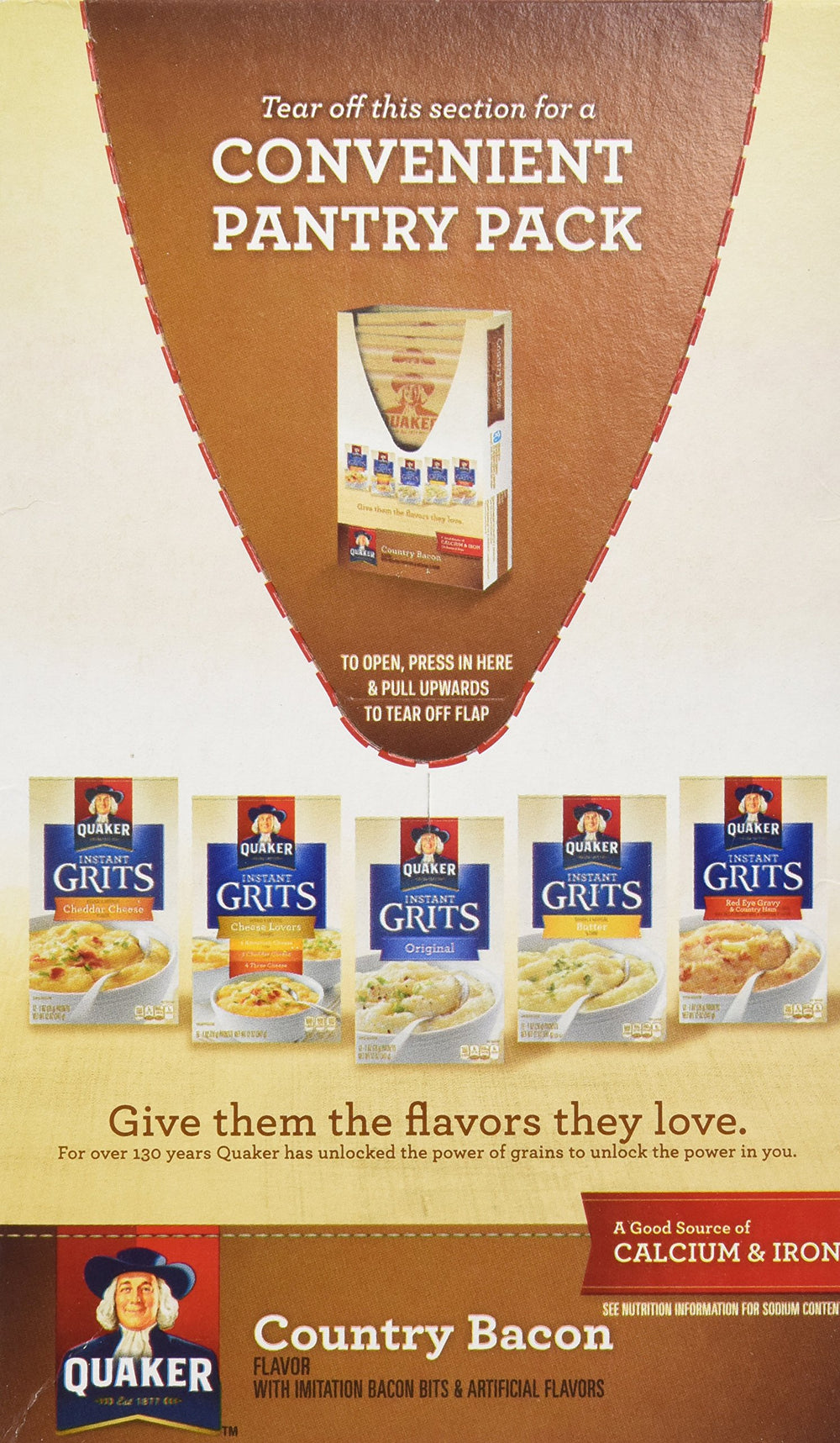 Quaker Country Bacon Flavor Instant Grits closeup texture and consistency