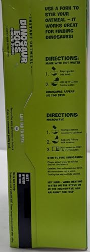 Quaker Dinosaur Eggs Oatmeal nutrition panel close-up, clear ingredient details.