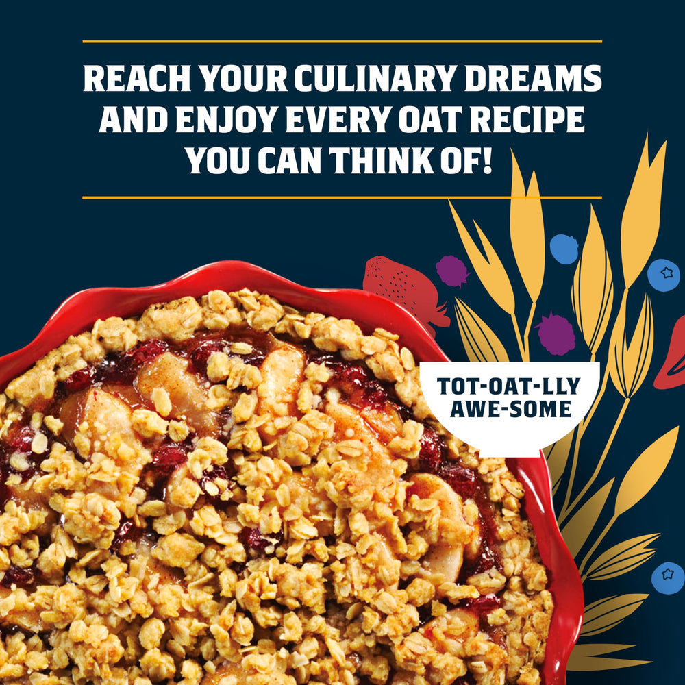 Close-up texture of Quaker Gluten Free Old Fashioned Oats showing hearty grains for recipes.