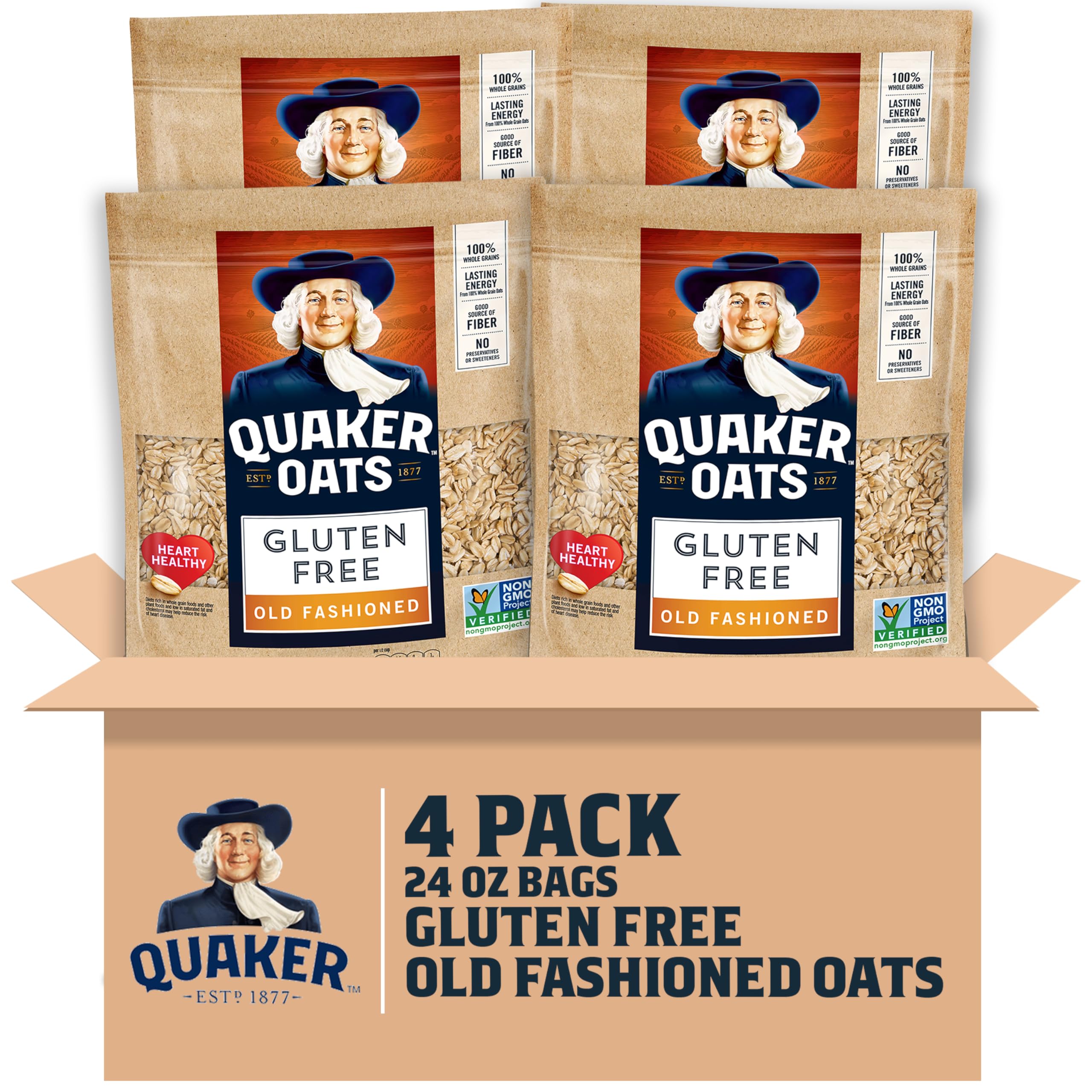 Quaker Gluten Free Old Fashioned Oats bag front for a gluten-free breakfast staple.