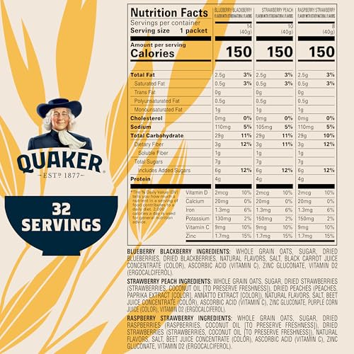 Quaker Immunity Instant Oatmeal Raspberry Strawberry packets highlight fresh fruit in every bowl.