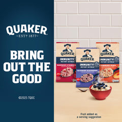 Quaker Immunity Instant Oatmeal Whole grains with fruit pieces ready in minutes.