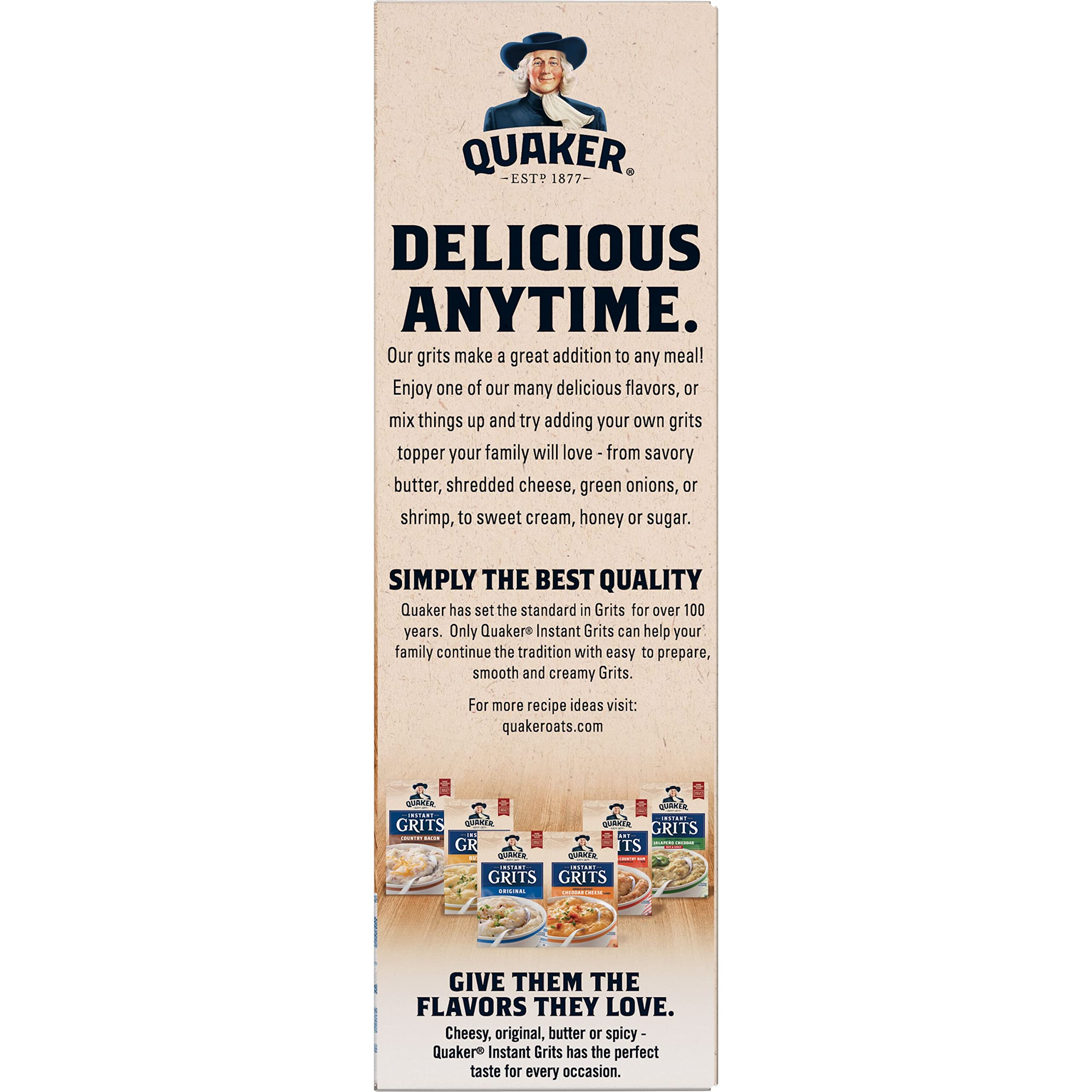 Quaker Instant Grits 10-pack box keeps pantry stocked.