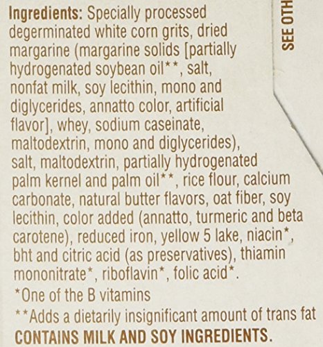 Quaker Instant Grits Butter Flavor box nutrition facts highlight