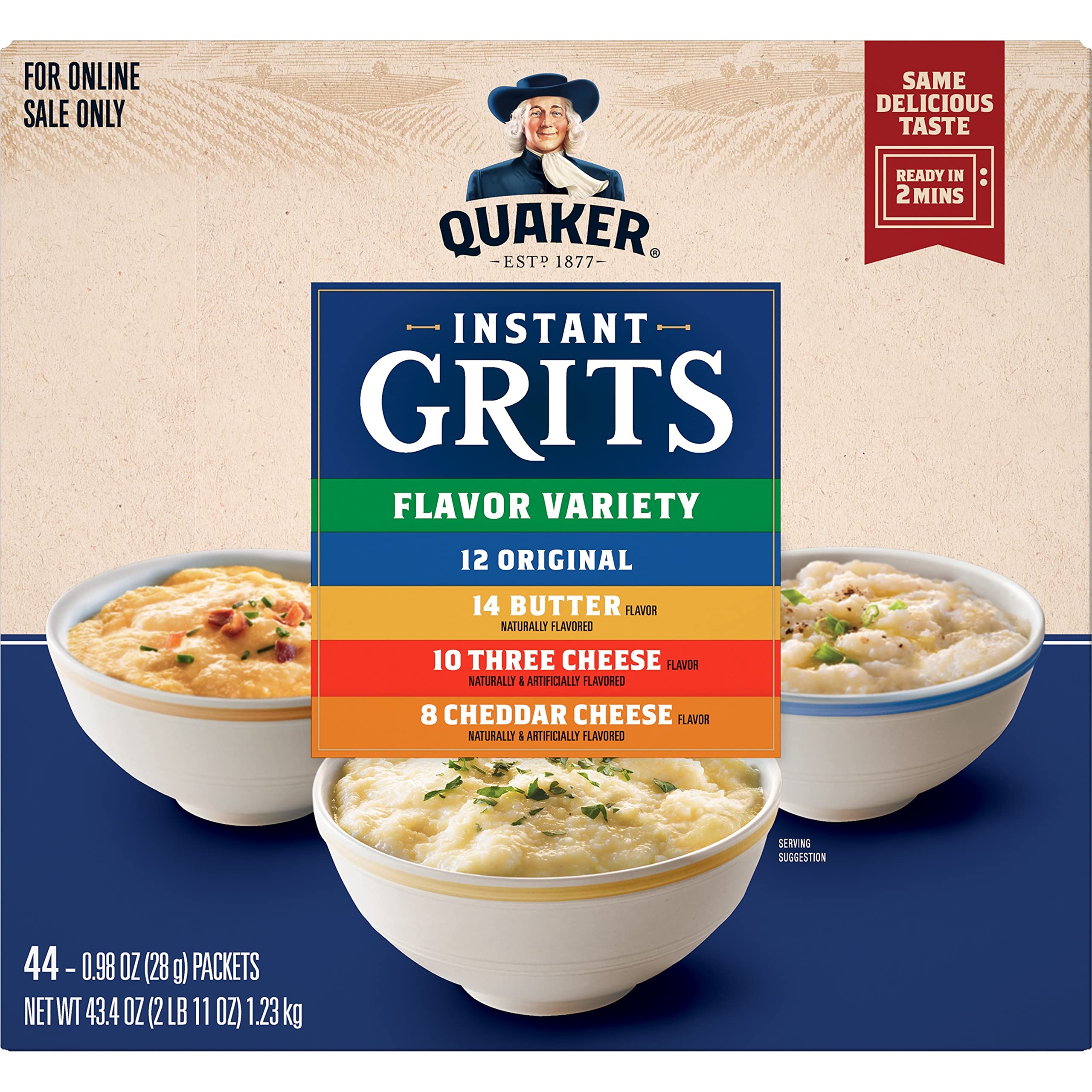 Quaker Instant Grits Three Cheese pack – savory flavor with easy prep