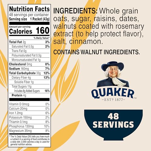 Quaker Instant Oatmeal 48-pack package for family use.