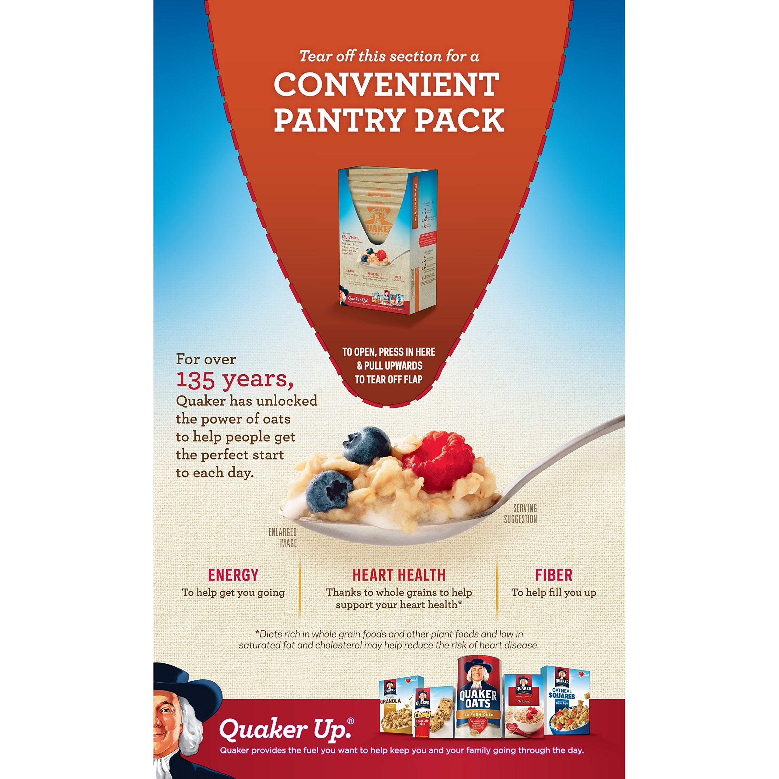 Creamy bowl with cinnamon swirl and Quaker branding for flavor focus.