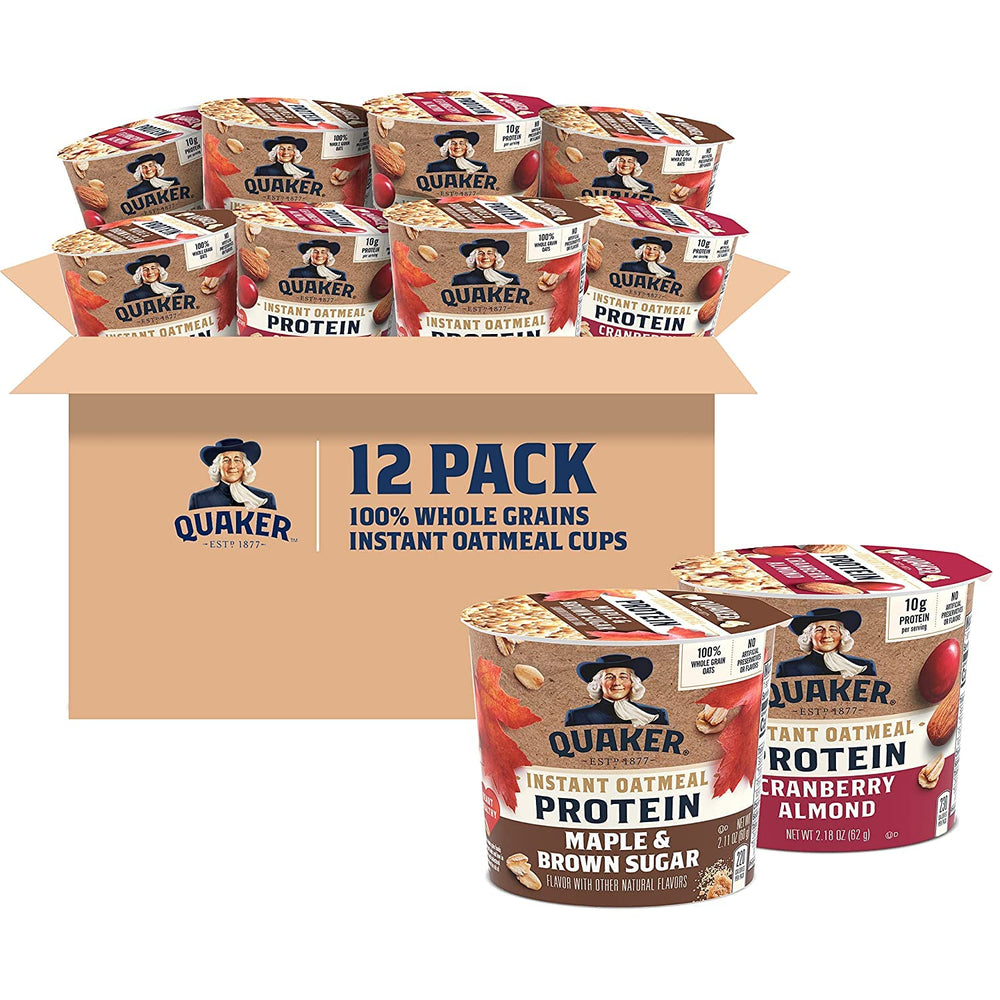 Quaker Instant Oatmeal Express Cups cranberry almond cup, protein-boosted breakfast.