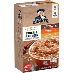 Quaker Instant Oatmeal Fiber & Protein Variety Pack front view, convenient breakfast option