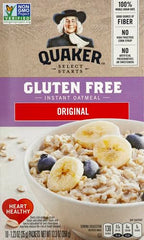 Quaker Gluten Free Instant Oatmeal Original served with milk for a quick breakfast.