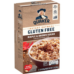 Quaker maple brown sugar gluten-free oatmeal pack for a quick, fiber-rich breakfast