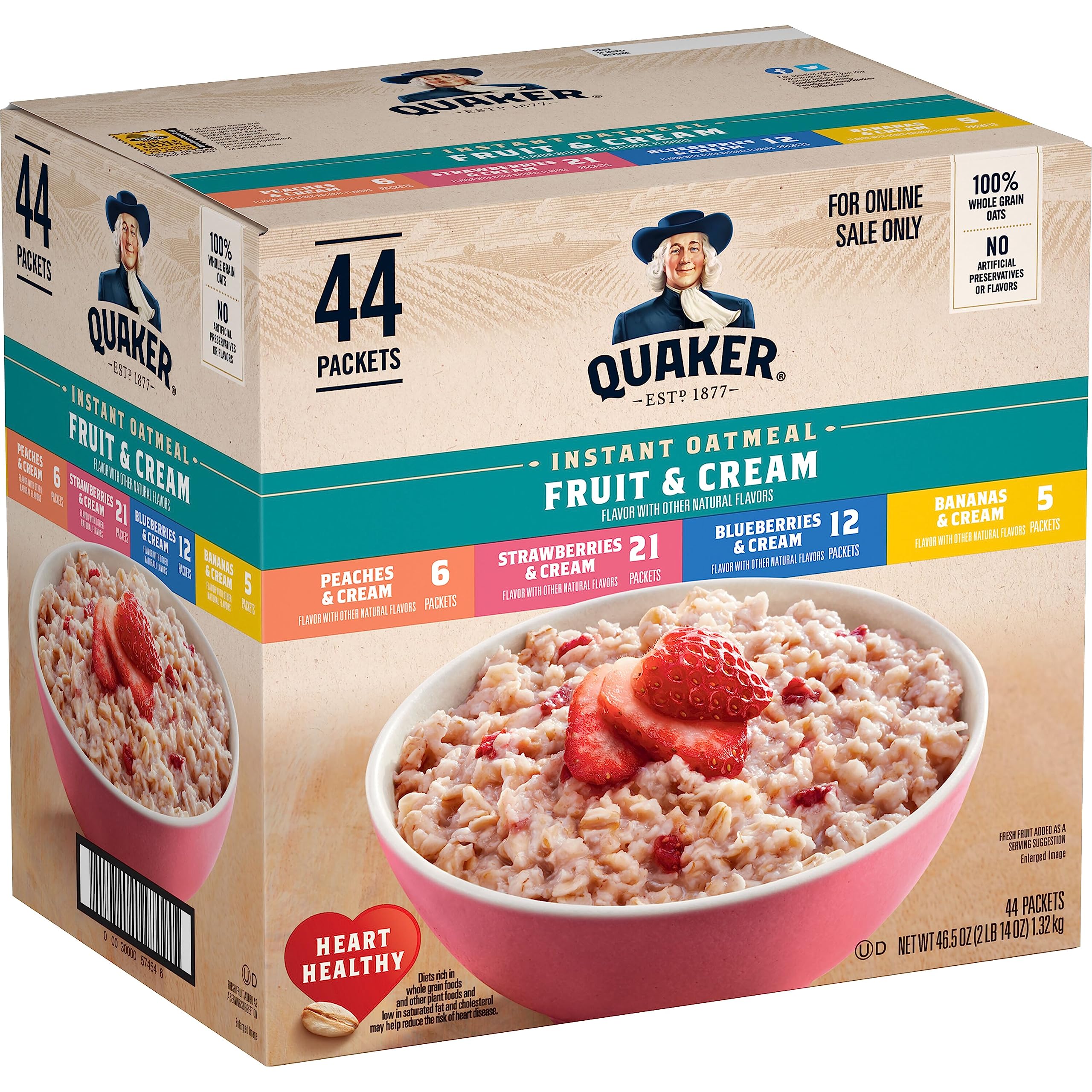 Quaker Instant Oatmeal Peach & Cream packet for a quick, comforting breakfast at home.
