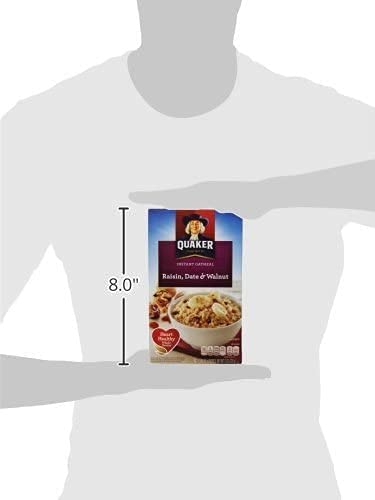 Oats being poured into a bowl for Quaker Instant Oatmeal Raisin & Spice.