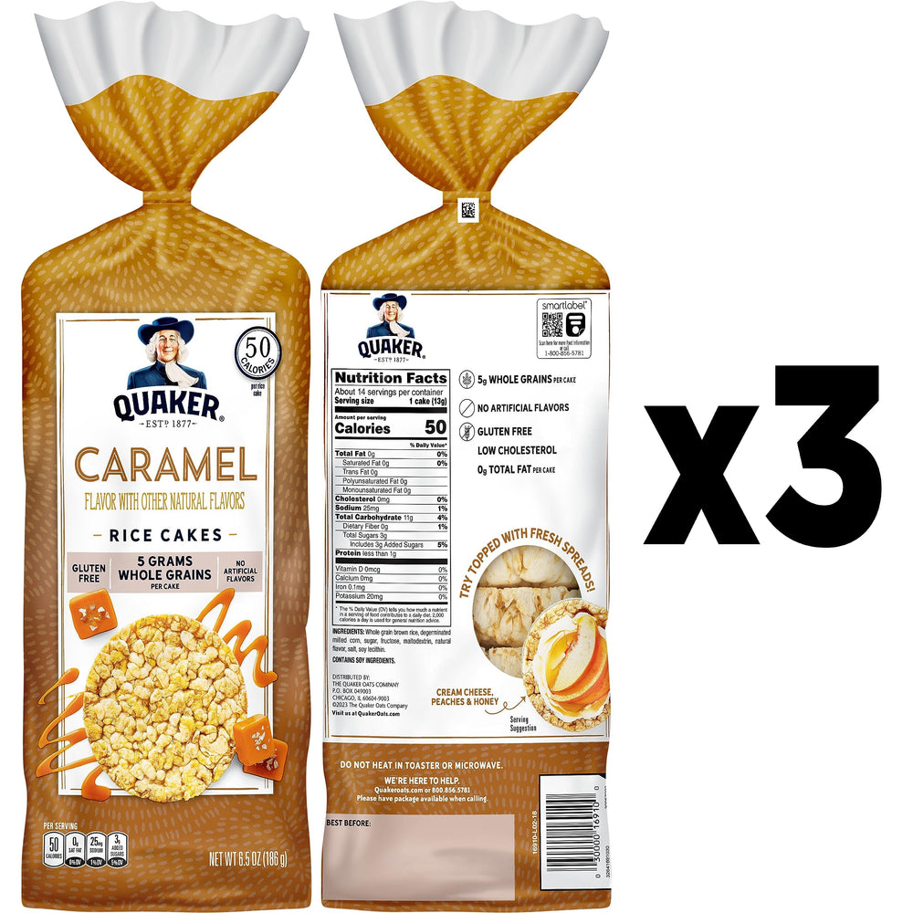 Quaker large rice cakes caramel pack 3 topping-ideas image encouraging flavor variety