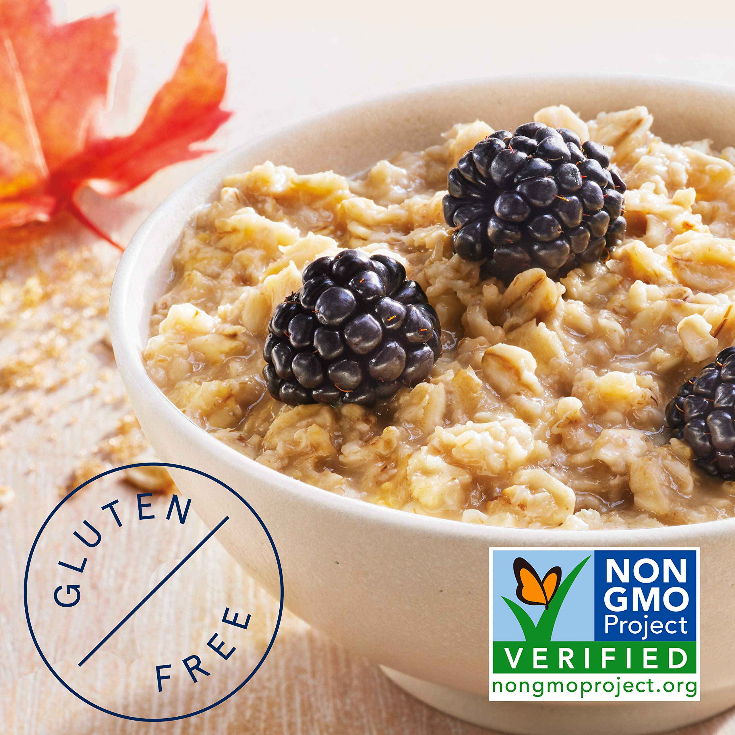 Quaker maple brown sugar gluten-free oats label highlighting gluten-free status