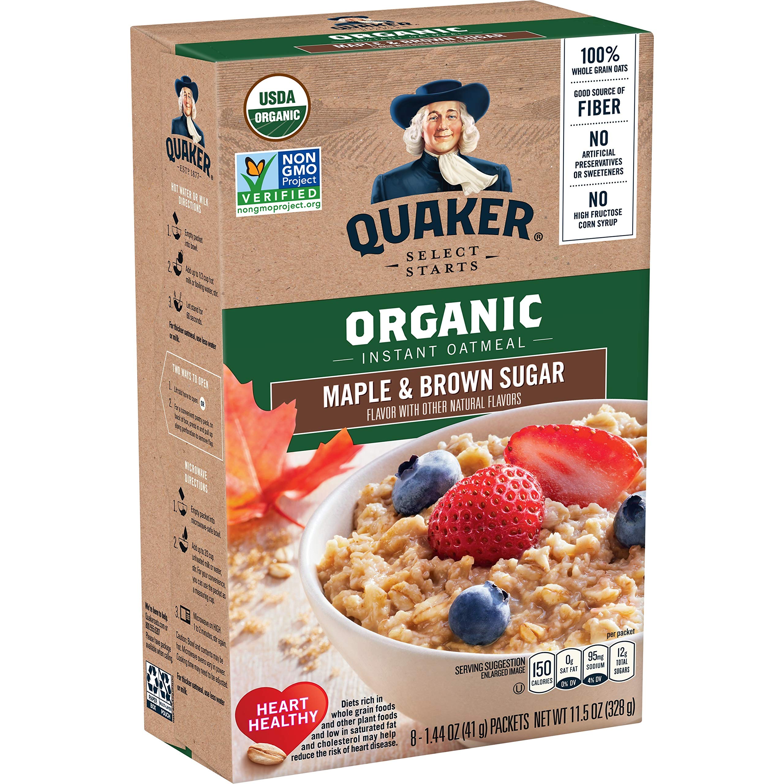 Quaker Maple Brown Sugar instant oatmeal packets for quick breakfasts