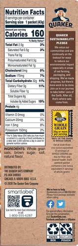 Quaker maple brown sugar portion pack for travel breakfast