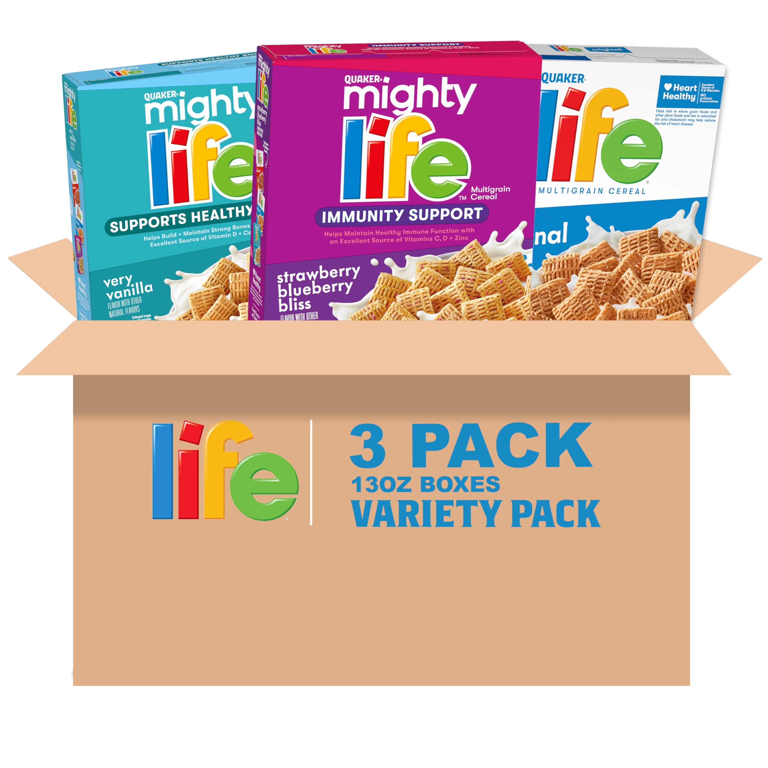 Quaker Mighty Life multigrain original box for quick, nourishing mornings.