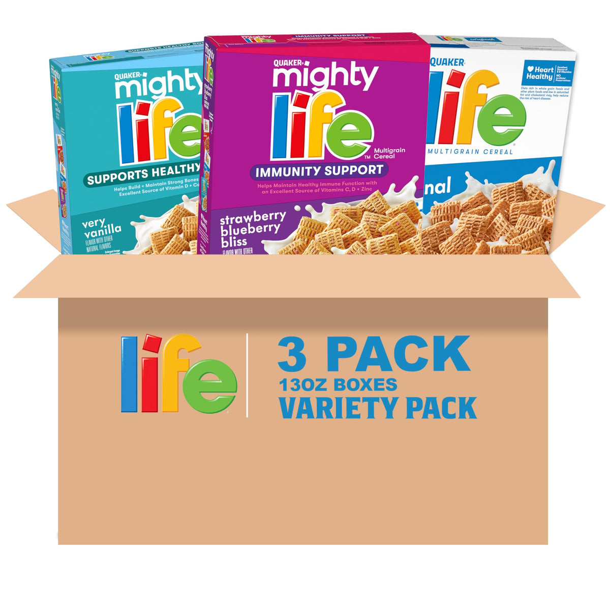 Quaker Mighty Life multigrain original box for quick, nourishing mornings.