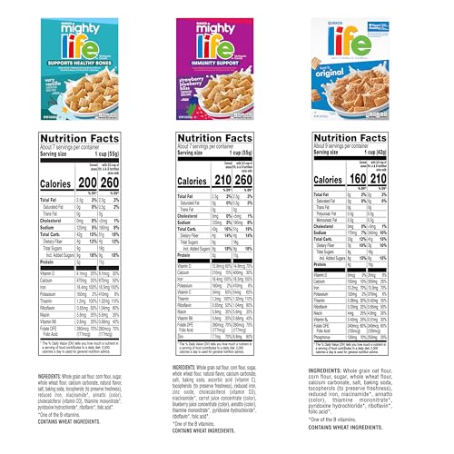 Quaker Mighty Life multigrain very vanilla box, ideal for a comforting start.