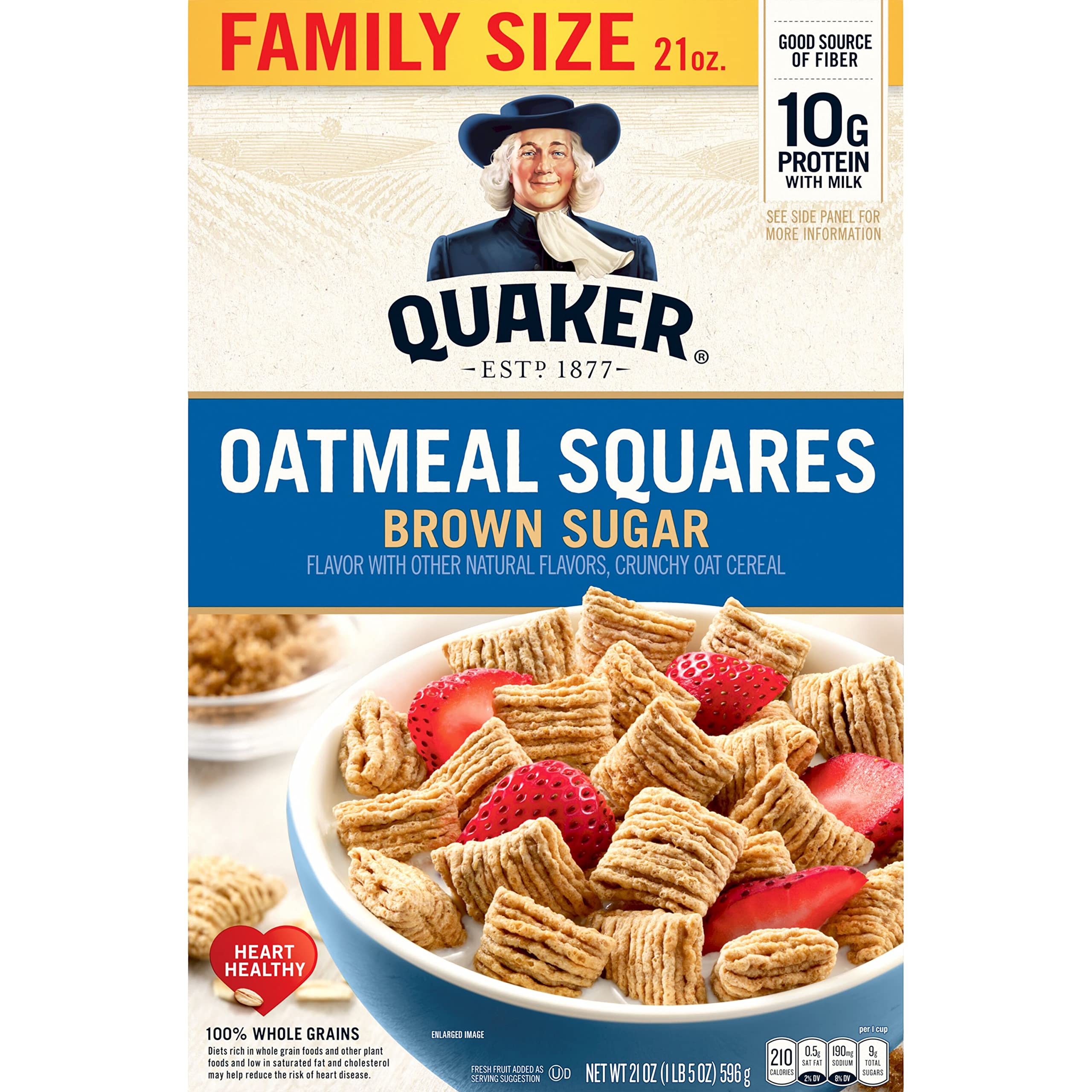 Quaker Oatmeal Squares served with milk in a bowl, showing protein-friendly meal.