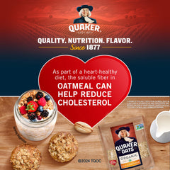 Quaker oats on a pantry shelf ready for quick meals.