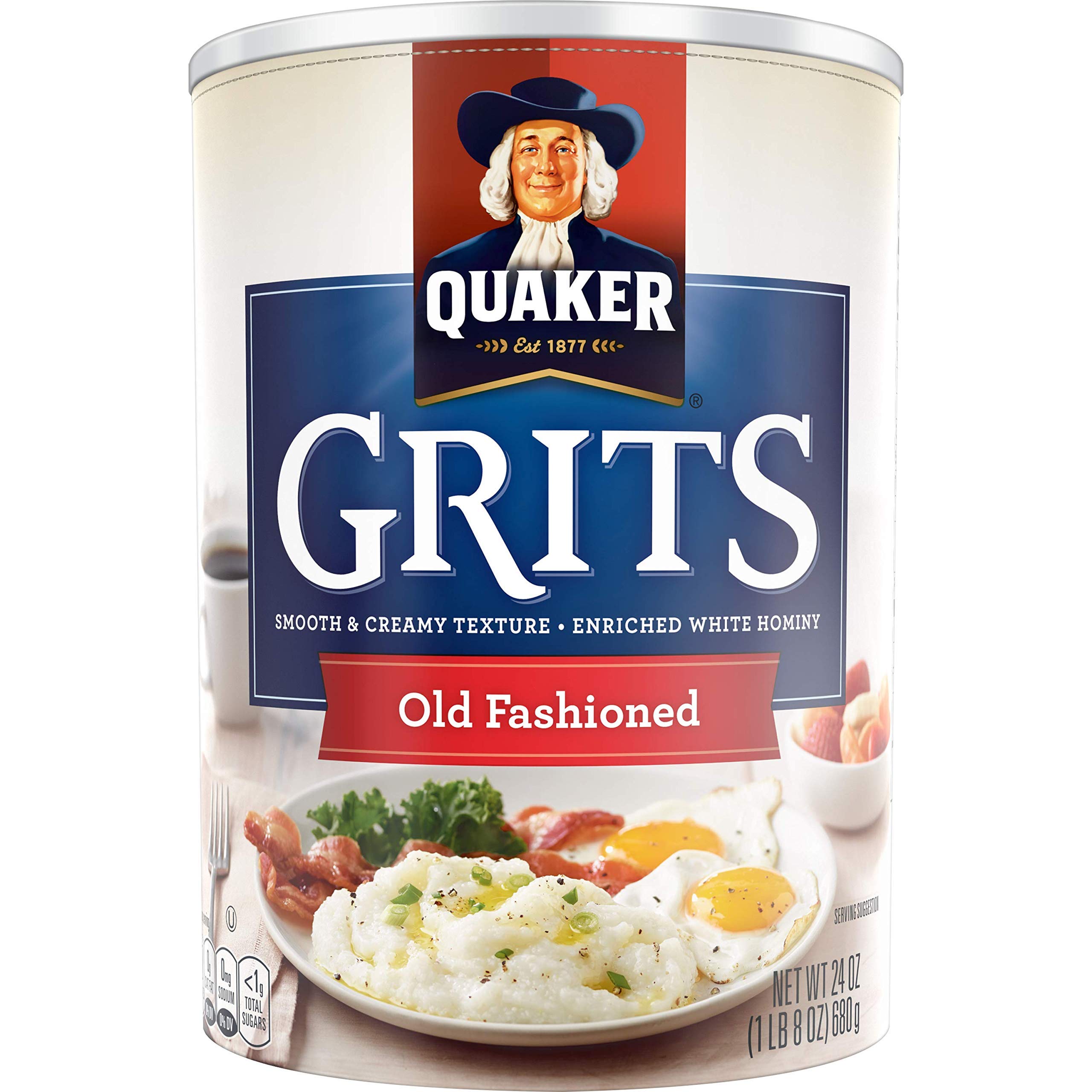 Quaker Old Fashioned Grits smooth-creamy bowl, ideal for a comforting breakfast.