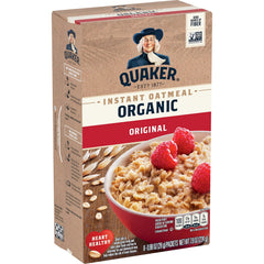 Quaker Organic Regular Oatmeal packet close-up for a fiber-rich breakfast